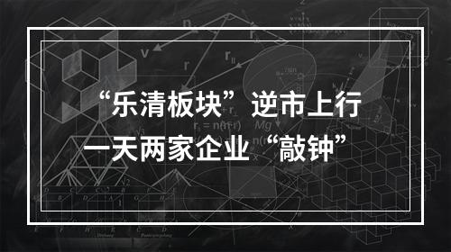 “乐清板块”逆市上行 一天两家企业“敲钟”