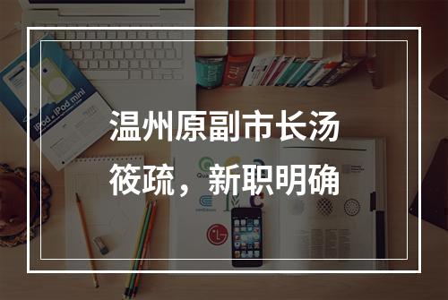 温州原副市长汤筱疏，新职明确