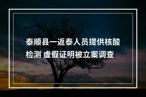 泰顺县一返泰人员提供核酸检测 虚假证明被立案调查
