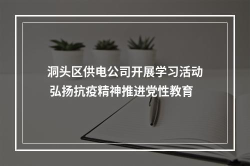 洞头区供电公司开展学习活动 弘扬抗疫精神推进党性教育
