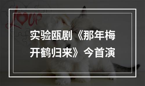 实验瓯剧《那年梅开鹤归来》今首演