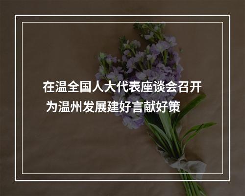 在温全国人大代表座谈会召开 为温州发展建好言献好策