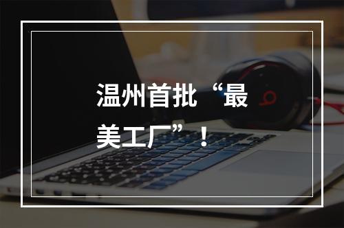 温州首批“最美工厂”！