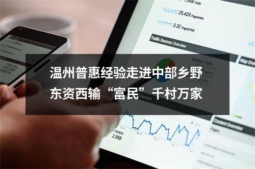 温州普惠经验走进中部乡野 东资西输“富民”千村万家
