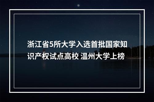 浙江省5所大学入选首批国家知识产权试点高校 温州大学上榜