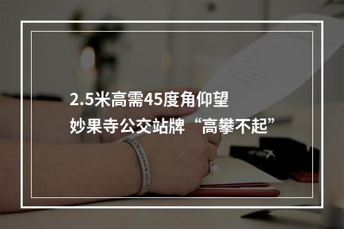 2.5米高需45度角仰望 妙果寺公交站牌“高攀不起”