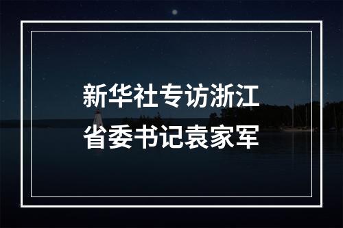 新华社专访浙江省委书记袁家军