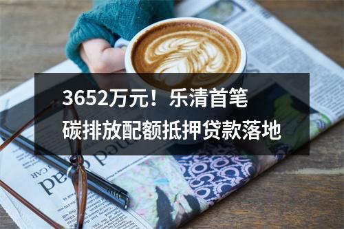 3652万元！乐清首笔碳排放配额抵押贷款落地