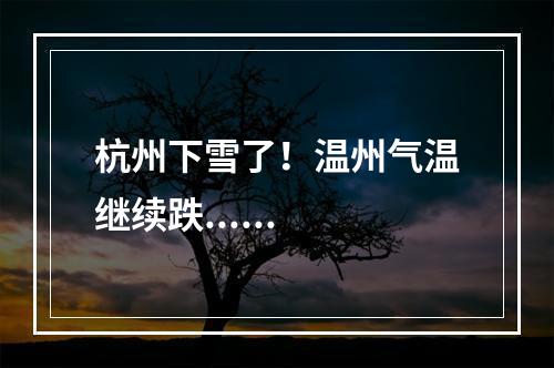 杭州下雪了！温州气温继续跌......