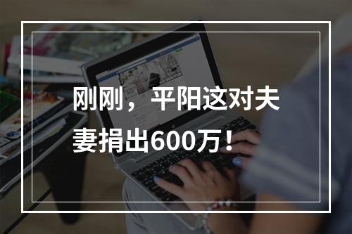 刚刚，平阳这对夫妻捐出600万！