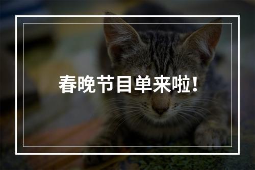 春晚节目单来啦！