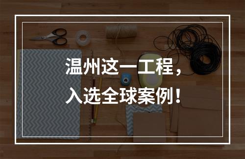 温州这一工程，入选全球案例！
