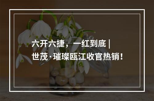 六开六捷，一红到底 | 世茂·璀璨瓯江收官热销！