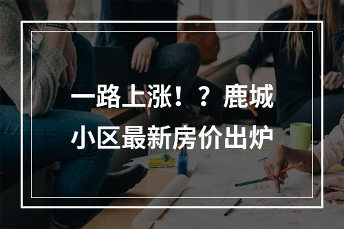 一路上涨！？鹿城小区最新房价出炉