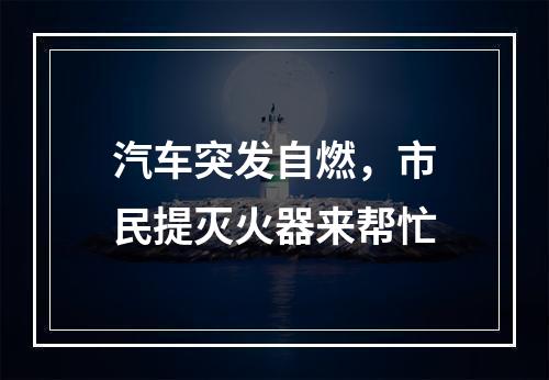 汽车突发自燃，市民提灭火器来帮忙