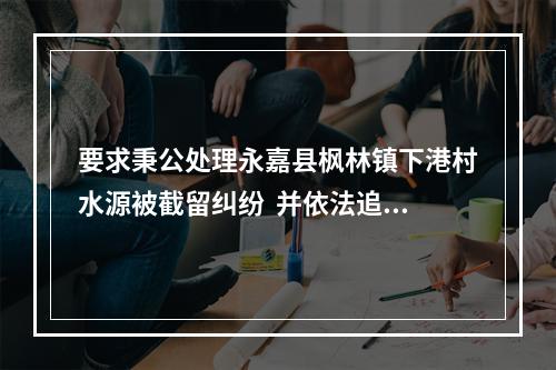 要求秉公处理永嘉县枫林镇下港村水源被截留纠纷  并依法追究垟山村民聚众公然闯入...