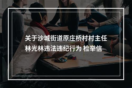 关于沙城街道原庄桥村村主任林光林违法违纪行为 检举信
