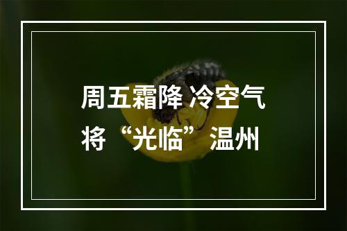 周五霜降 冷空气将“光临”温州