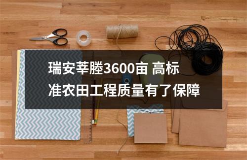 瑞安莘塍3600亩 高标准农田工程质量有了保障