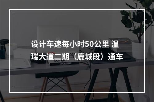 设计车速每小时50公里 温瑞大道二期（鹿城段）通车