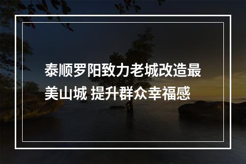 泰顺罗阳致力老城改造最美山城 提升群众幸福感