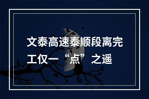 文泰高速泰顺段离完工仅一“点”之遥