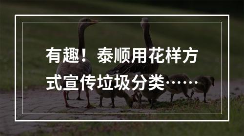 有趣！泰顺用花样方式宣传垃圾分类……