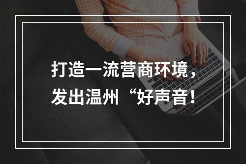 打造一流营商环境，发出温州“好声音！