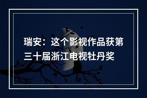 瑞安：这个影视作品获第三十届浙江电视牡丹奖