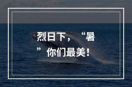 烈日下，“暑”你们最美！