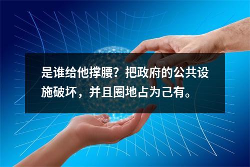 是谁给他撑腰？把政府的公共设施破坏，并且圈地占为己有。
