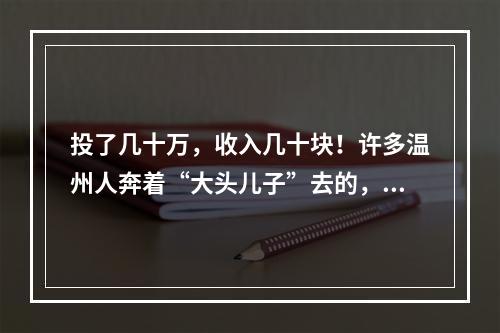 投了几十万，收入几十块！许多温州人奔着“大头儿子”去的，结果…