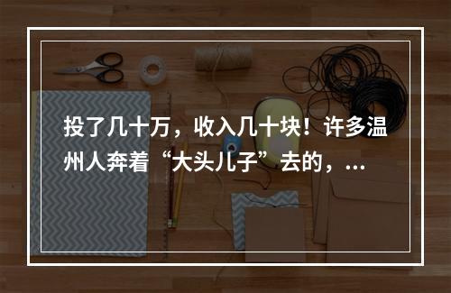 投了几十万，收入几十块！许多温州人奔着“大头儿子”去的，结果…