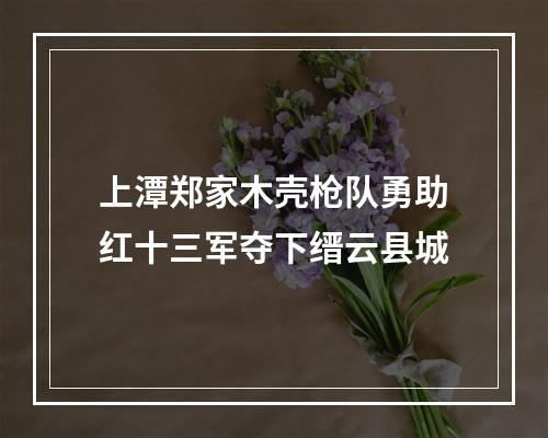 上潭郑家木壳枪队勇助红十三军夺下缙云县城