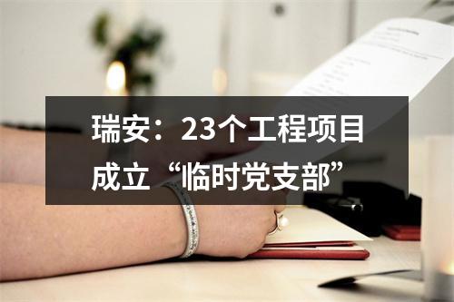 瑞安：23个工程项目成立“临时党支部”