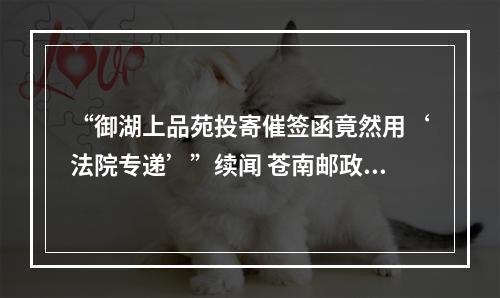“御湖上品苑投寄催签函竟然用‘法院专递’”续闻 苍南邮政承认系“工作差错”所致
