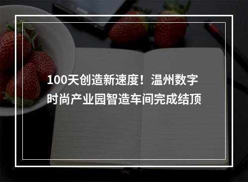100天创造新速度！温州数字时尚产业园智造车间完成结顶