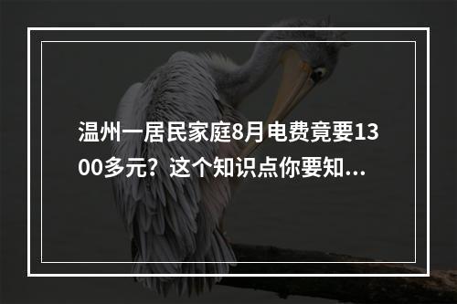 温州一居民家庭8月电费竟要1300多元？这个知识点你要知道