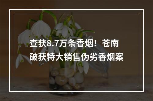 查获8.7万条香烟！苍南破获特大销售伪劣香烟案
