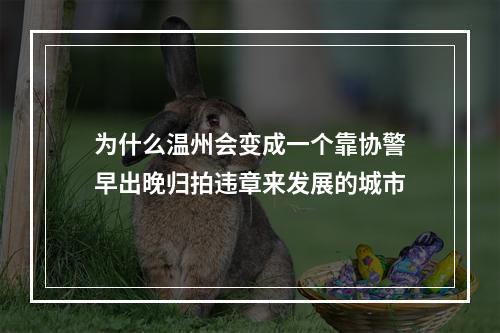 为什么温州会变成一个靠协警早出晚归拍违章来发展的城市