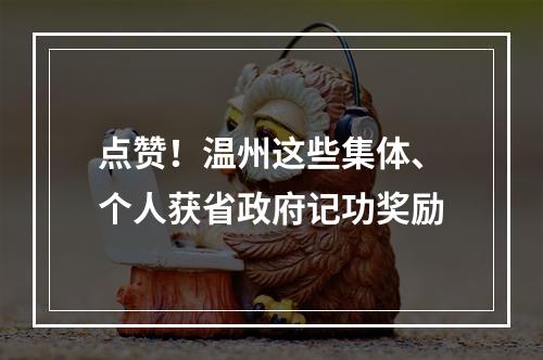 点赞！温州这些集体、个人获省政府记功奖励