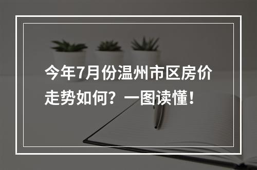 今年7月份温州市区房价走势如何？一图读懂！