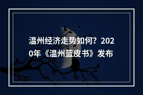 温州经济走势如何？2020年《温州蓝皮书》发布