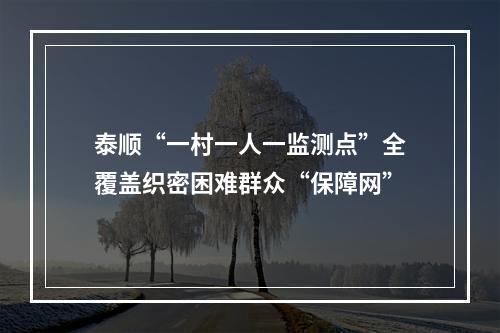 泰顺“一村一人一监测点”全覆盖织密困难群众“保障网”