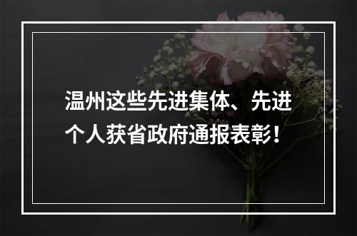 温州这些先进集体、先进个人获省政府通报表彰！