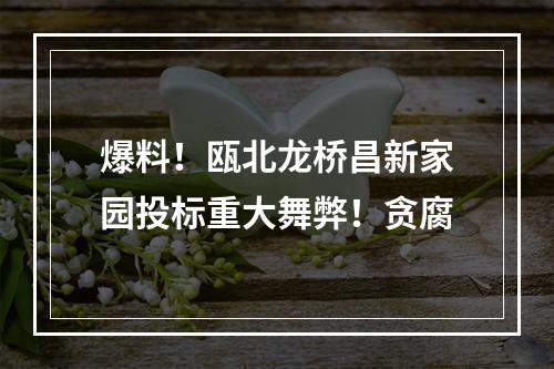 爆料！瓯北龙桥昌新家园投标重大舞弊！贪腐