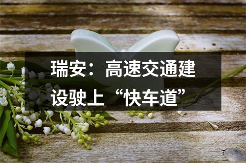 瑞安：高速交通建设驶上“快车道”