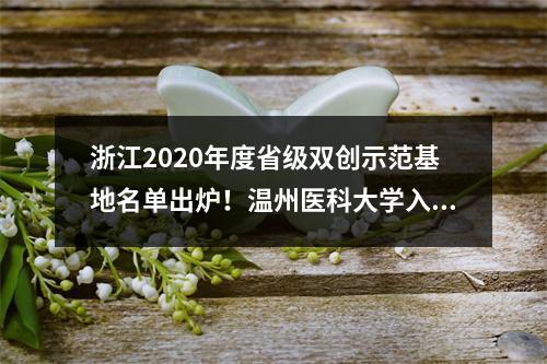 浙江2020年度省级双创示范基地名单出炉！温州医科大学入选