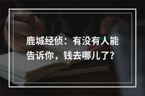 鹿城经侦：有没有人能告诉你，钱去哪儿了？