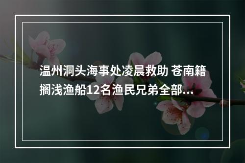 温州洞头海事处凌晨救助 苍南籍搁浅渔船12名渔民兄弟全部获救